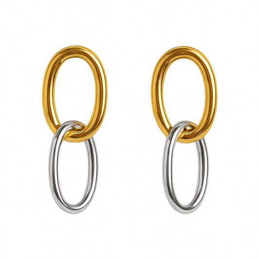 Isla Two - Toned Oval Link Drop Earrings - Robbi & Angel