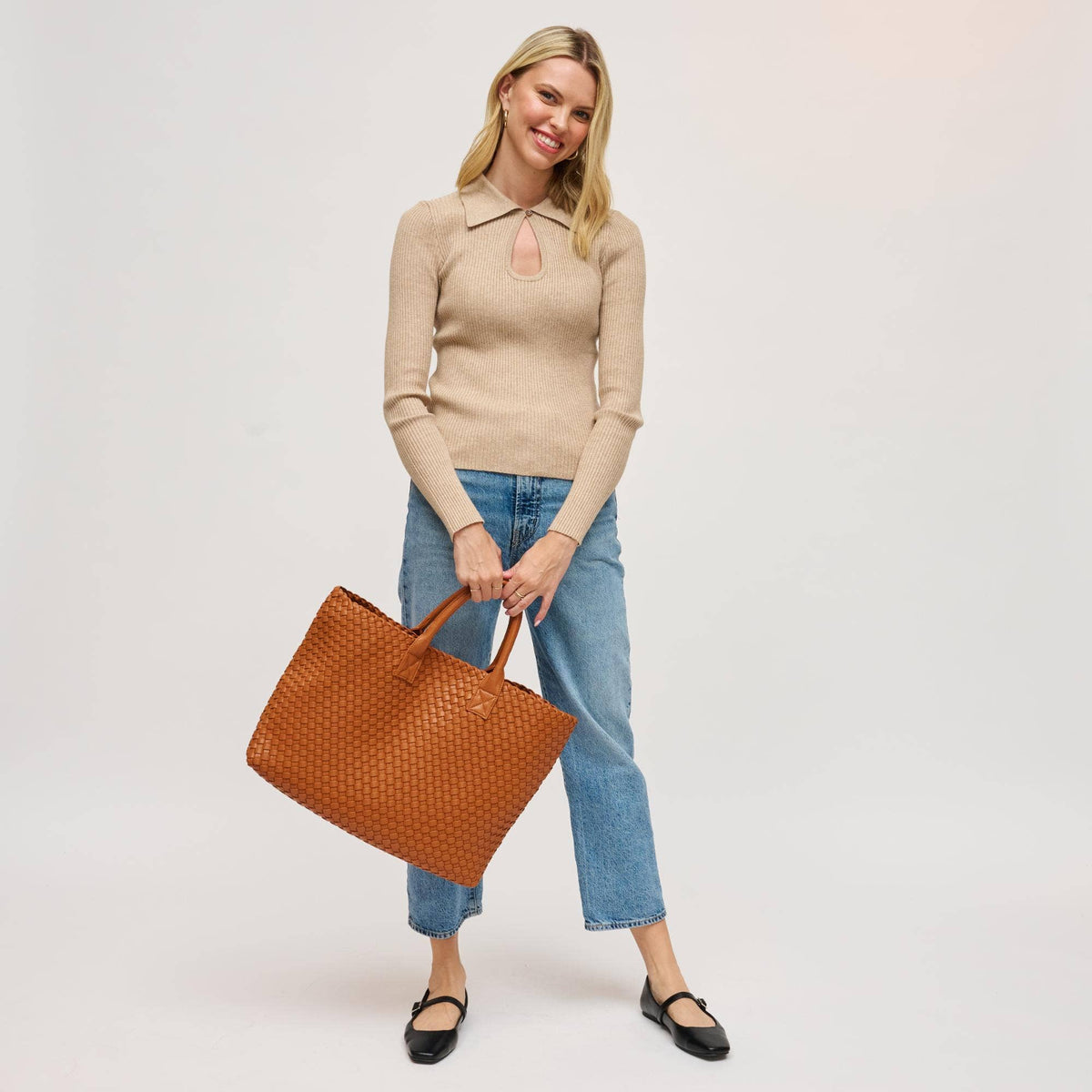 Ithaca Woven Vegan Leather Tote - Robbi & Angel