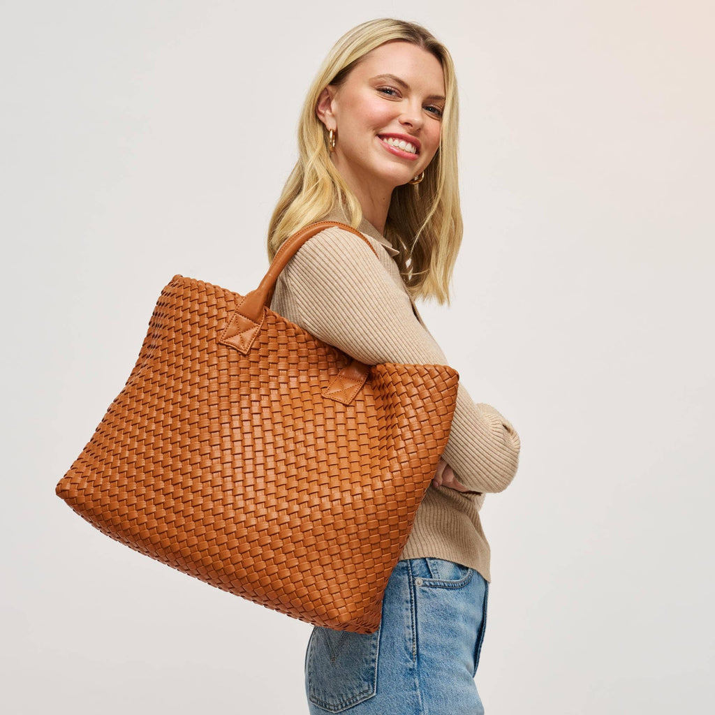 Ithaca Woven Vegan Leather Tote - Robbi & Angel