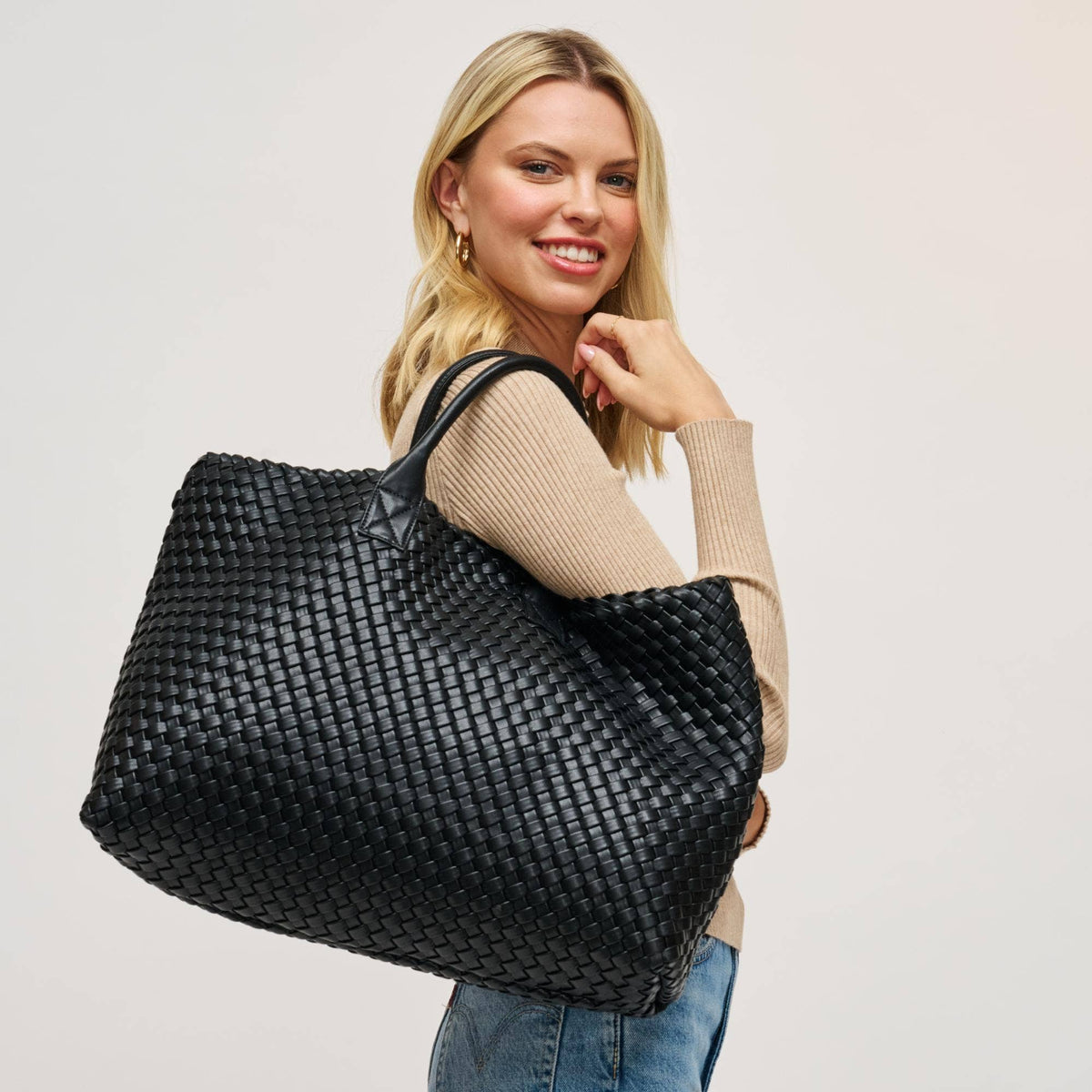 Ithaca Woven Vegan Leather Tote - Robbi & Angel