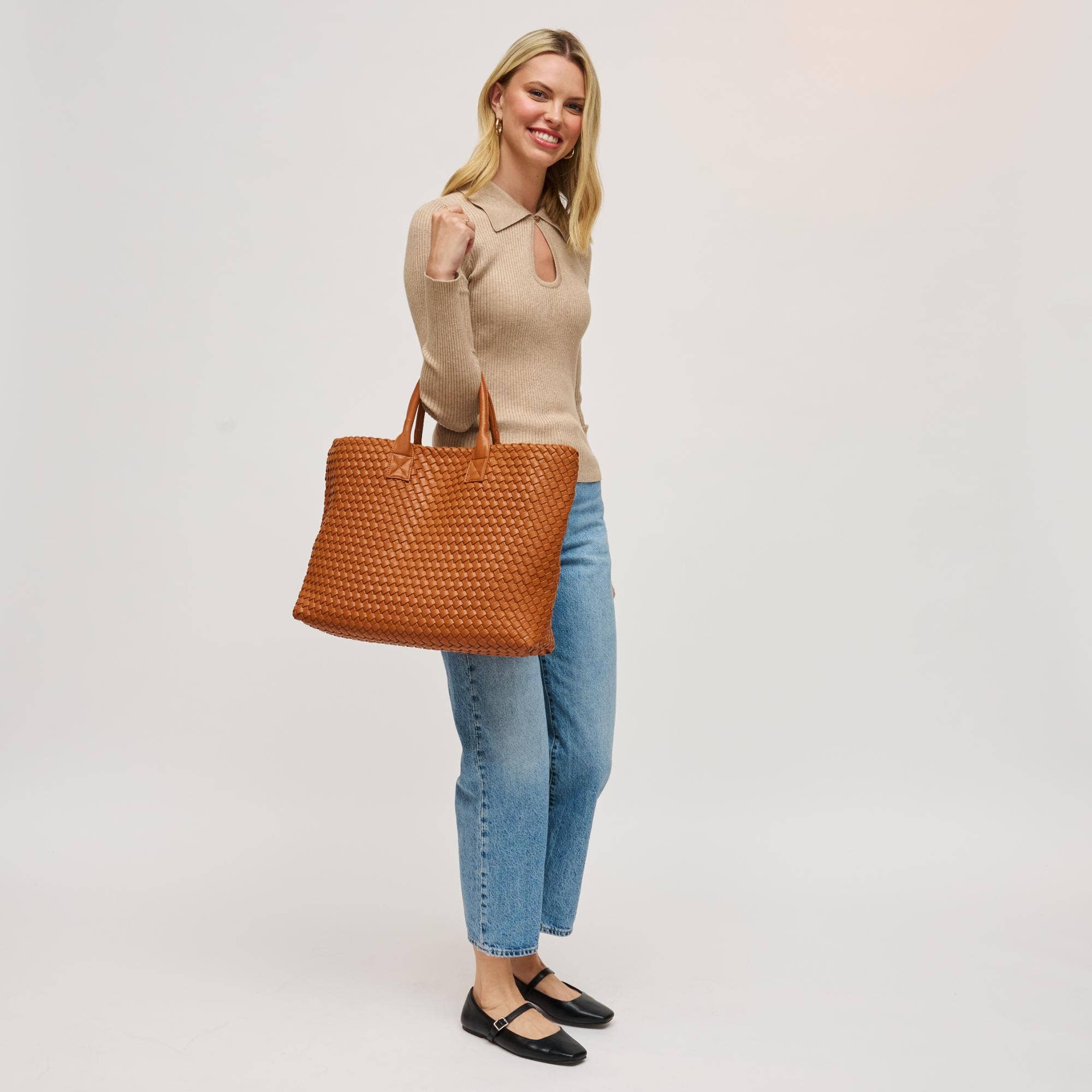 Ithaca Woven Vegan Leather Tote - Robbi & Angel