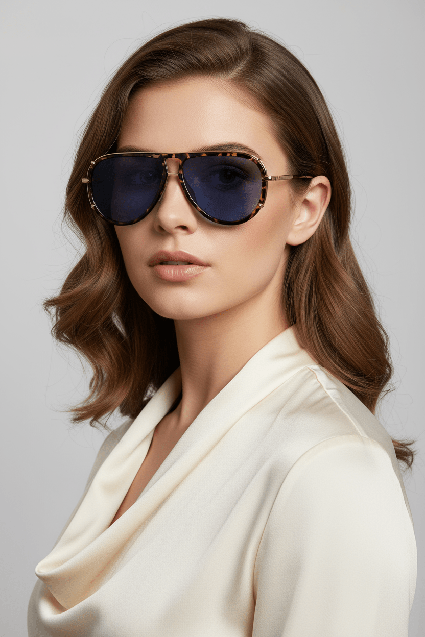 Ivy Luxe - Blue Tangle-Free Round Aviator Sunglasses - Robbi & Angel