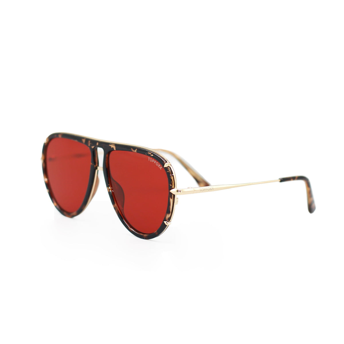 Ivy Luxe - Red Tangle-Free Round Aviator Sunglasses - Robbi & Angel