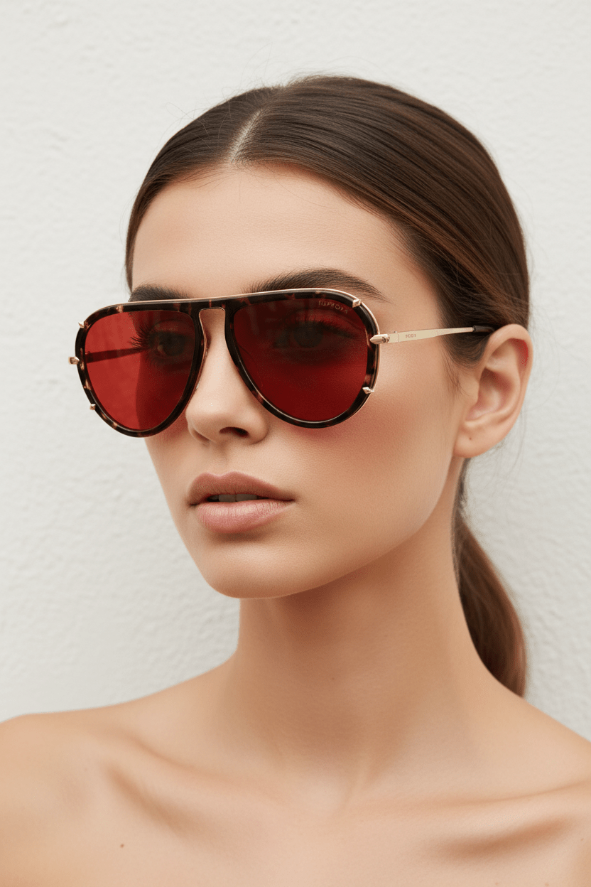 Ivy Luxe - Red Tangle-Free Round Aviator Sunglasses - Robbi & Angel
