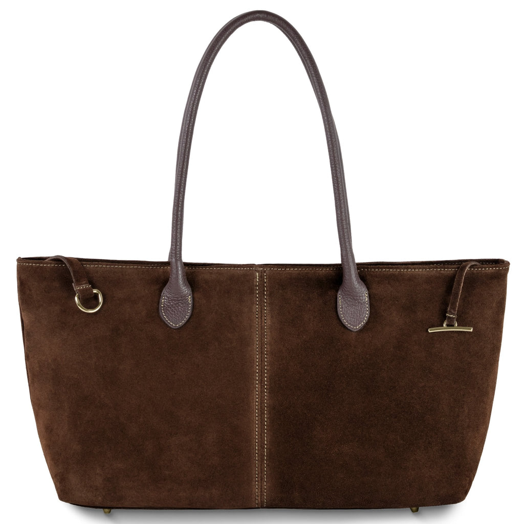 Izzie Italian Genuine Suede & Full-Grain Leather Tote Bag - Robbi & Angel