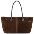 Izzie Italian Genuine Suede & Full-Grain Leather Tote Bag - Robbi & Angel