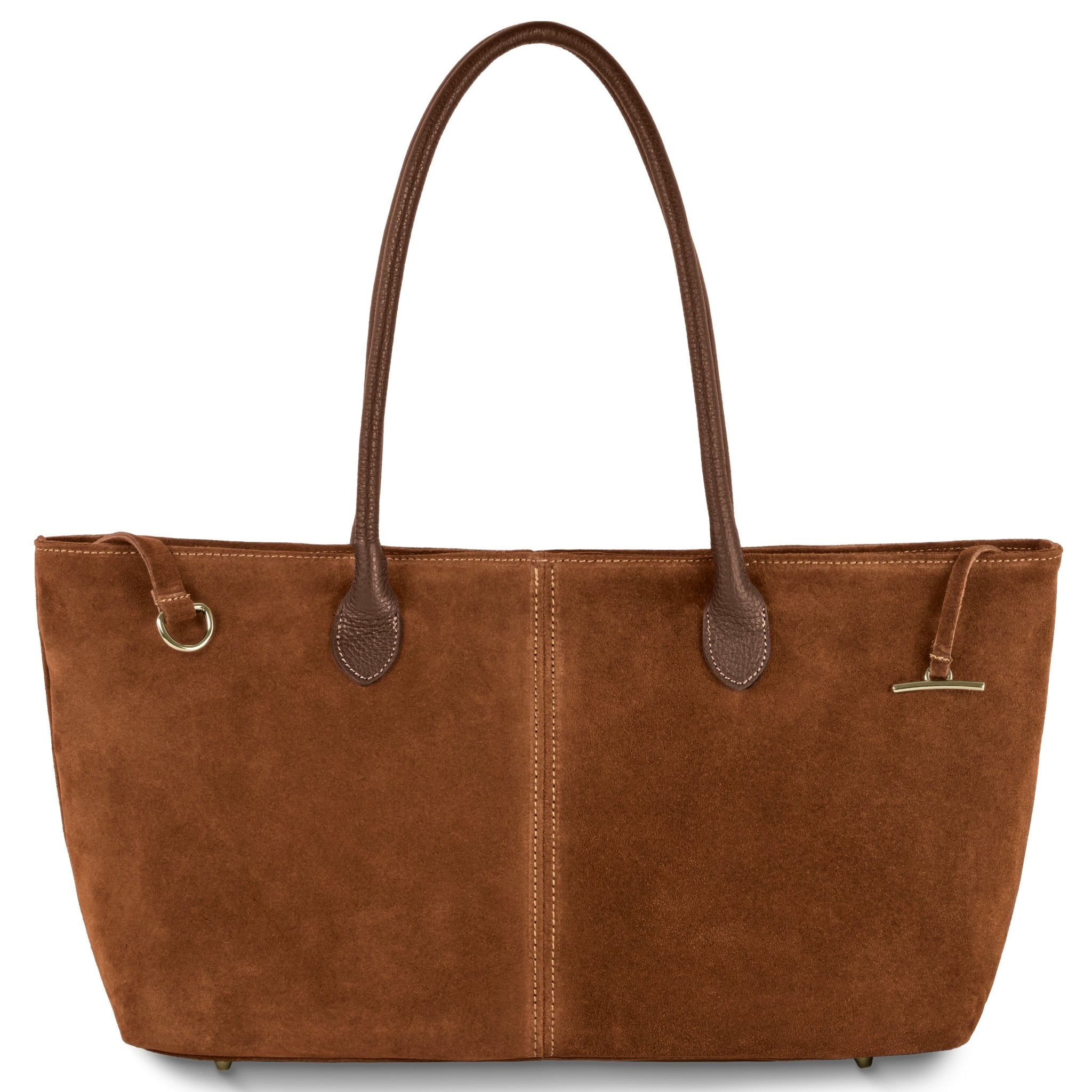 Izzie Italian Genuine Suede & Full-Grain Leather Tote Bag - Robbi & Angel