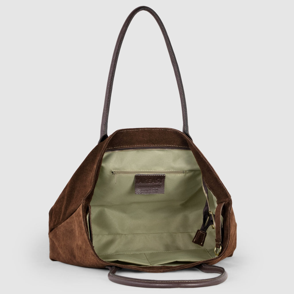 Izzie Italian Genuine Suede & Full-Grain Leather Tote Bag - Robbi & Angel