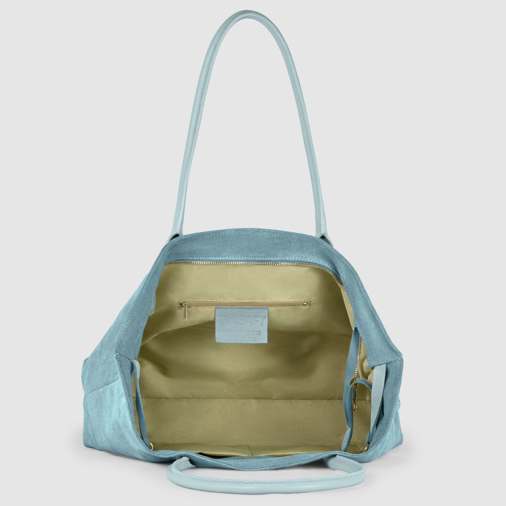 Izzie Italian Genuine Suede & Full-Grain Leather Tote Bag - Robbi & Angel