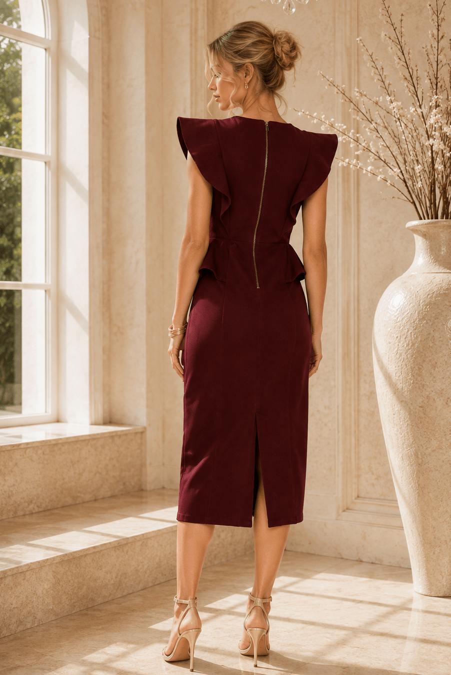 Janice Ruffle Reverence Woven Midi Dress - Robbi & Angel