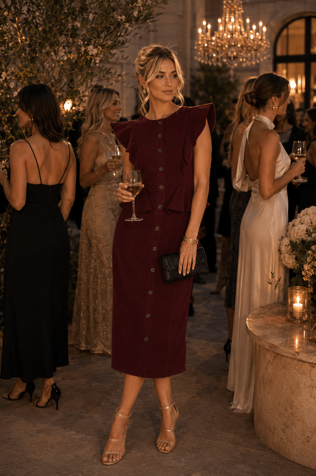 Janice Ruffle Reverence Woven Midi Dress - Robbi & Angel