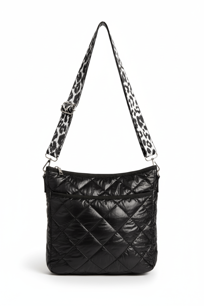 Jenna Quilted Puffer Leopard Crossbody Bag - Robbi & Angel