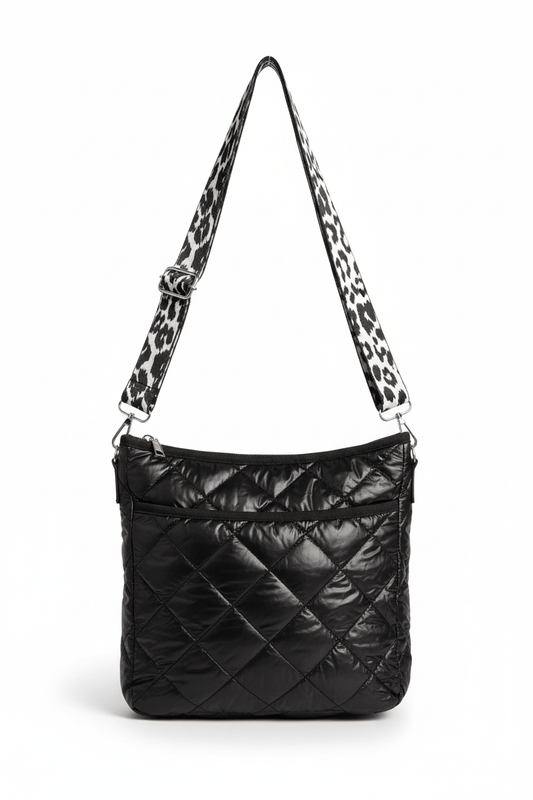 Jenna Quilted Puffer Leopard Crossbody Bag - Robbi & Angel