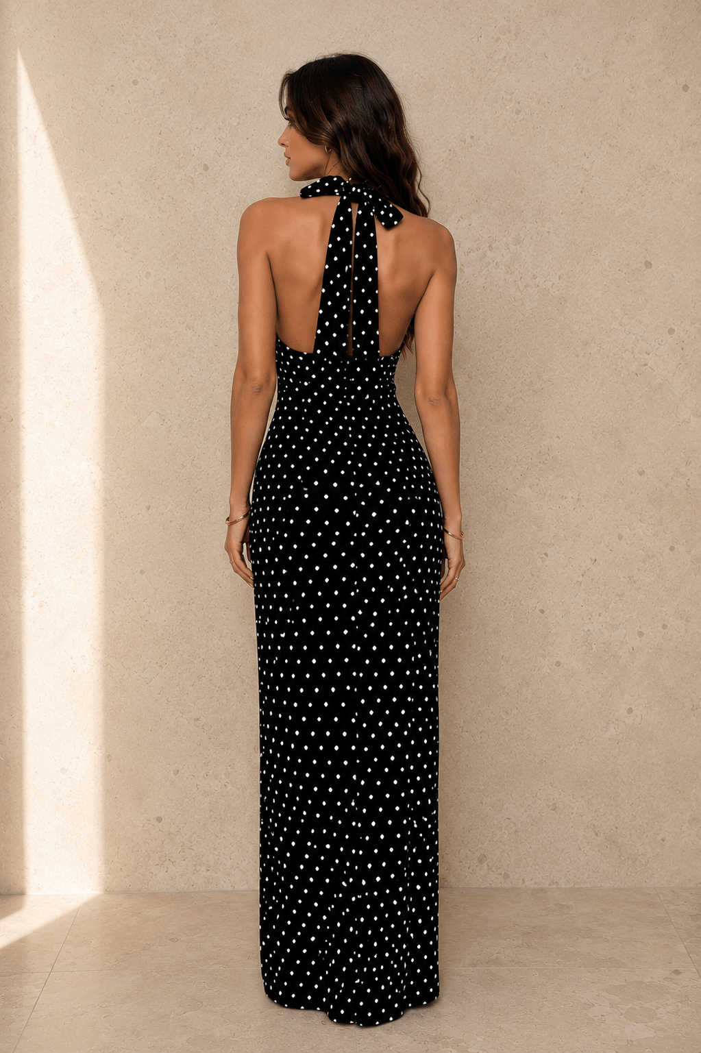 Jenna Vintage Polka Dot Halter Neck Dress - Robbi & Angel