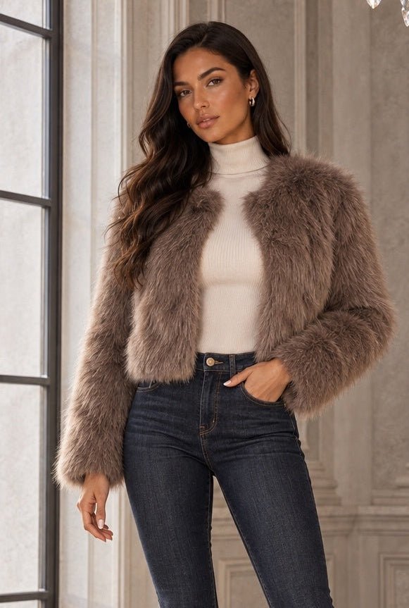 Jessica Plush Escape Faux Fur Cropped Jacket - Robbi & Angel