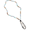 Jillian Long Beaded Necklace w/ Crystal Pendant - Robbi & Angel