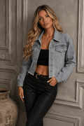 Josie Studded Raw Hem Denim Jacket - Robbi & Angel