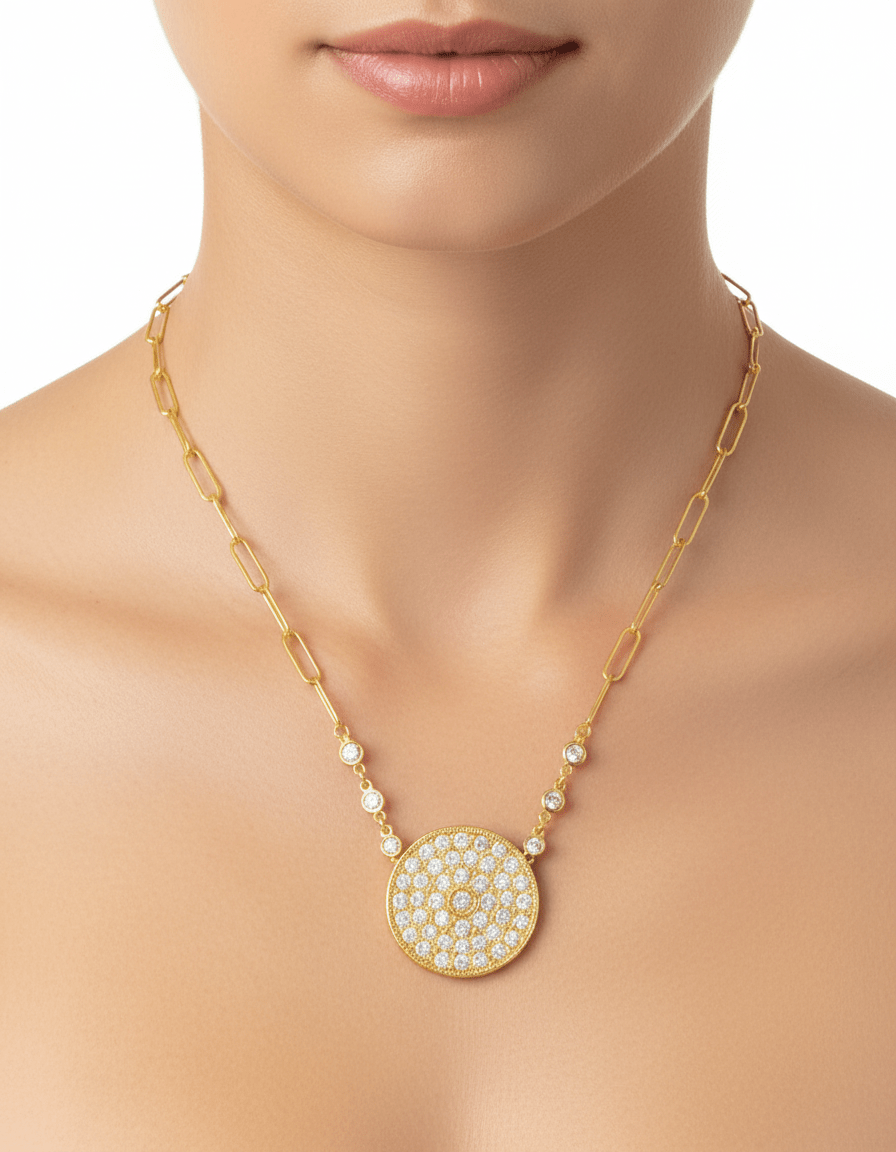 Julianna Pavé Crystal Medallion Necklace - Robbi & Angel