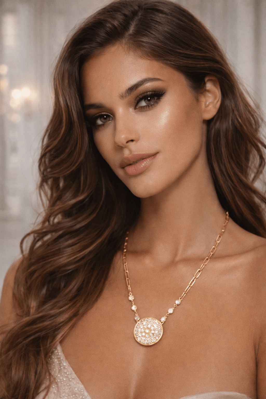Julianna Pavé Crystal Medallion Necklace - Robbi & Angel
