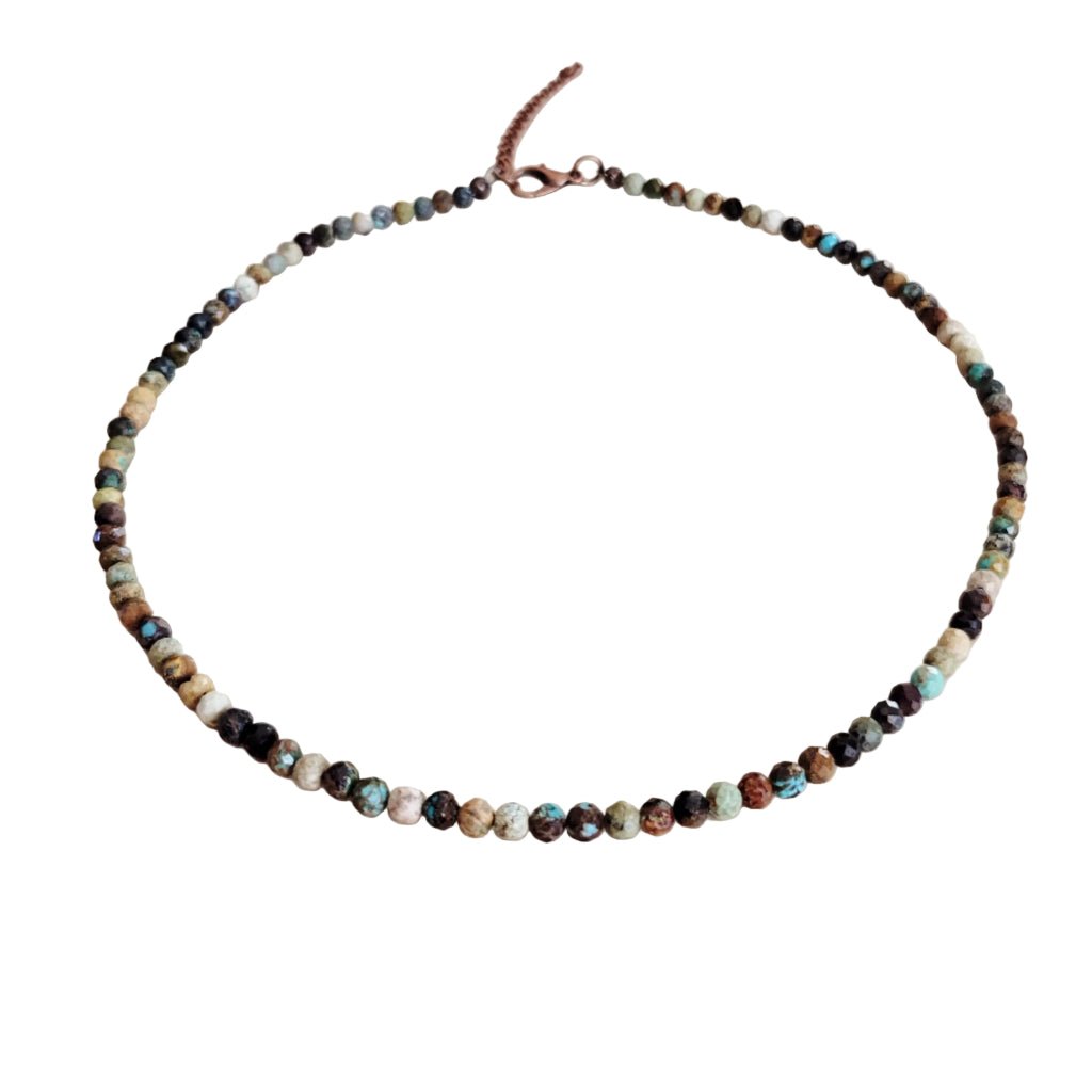 Juniper Faceted Genuine HuBei Turquoise Beaded Collar Necklace - Robbi & Angel