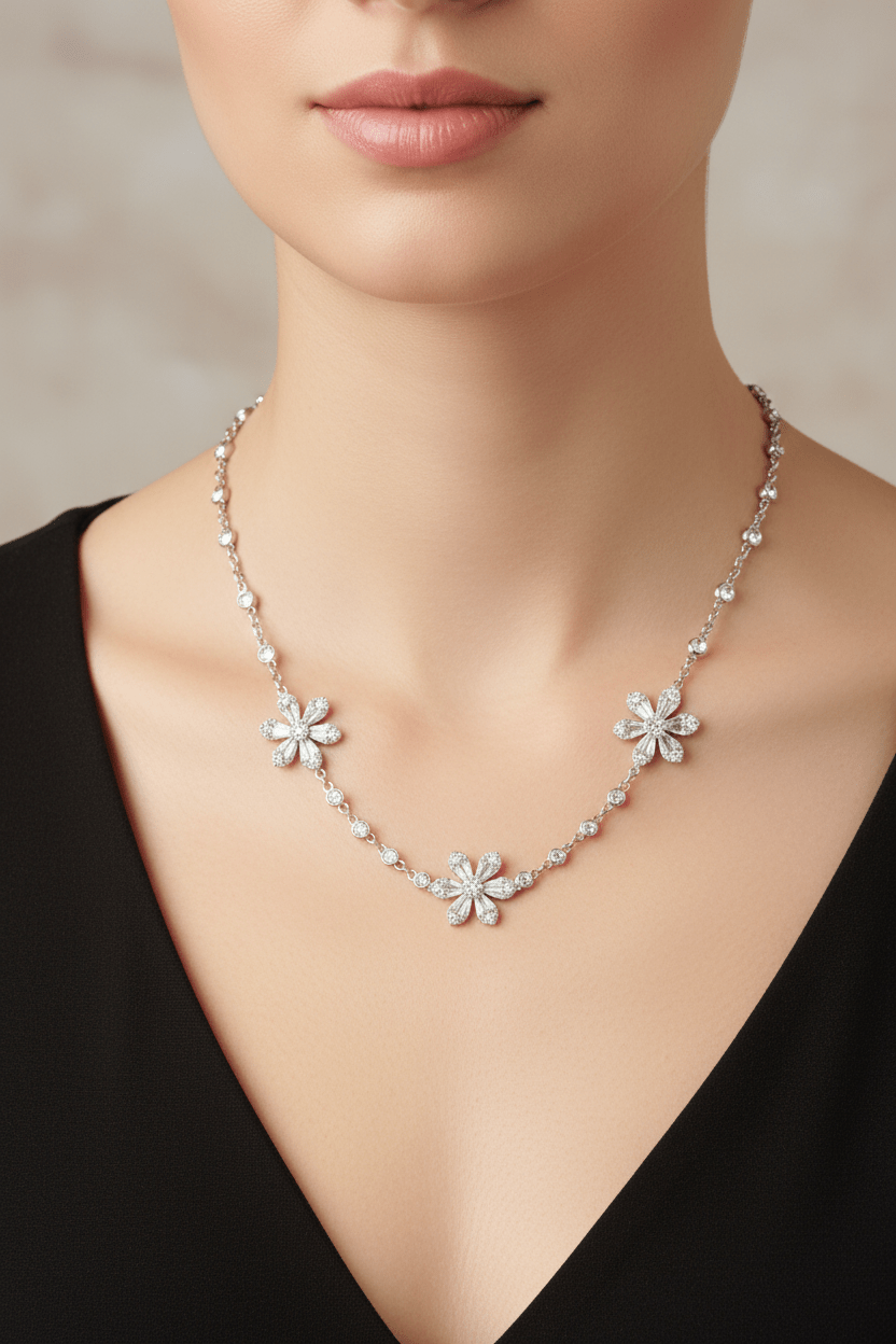 Kayla Crystal Flower Necklace - Robbi & Angel
