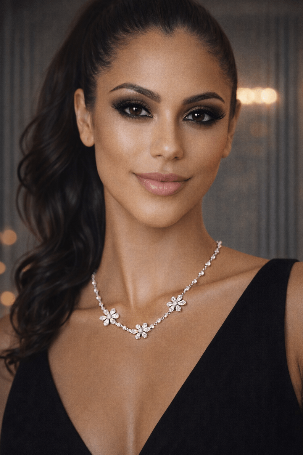 Kayla Crystal Flower Necklace - Robbi & Angel