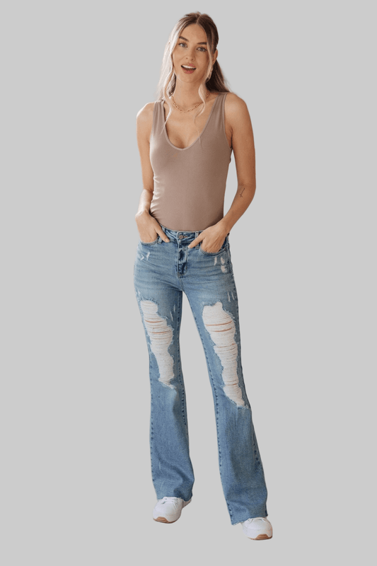 Kiana High Rise Heavy Destroy Flare - Robbi & Angel