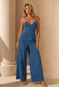 Kim Wide Leg Stretch Denim Jumpsuit - Robbi & Angel