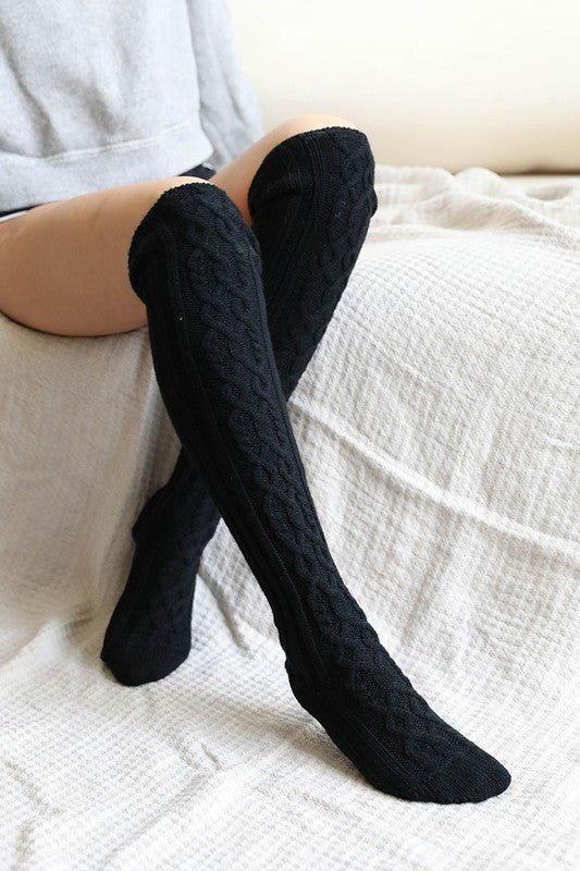 Knee High Cable Knit Socks - Robbi & Angel