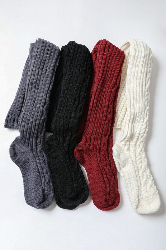 Knee High Cable Knit Socks - Robbi & Angel