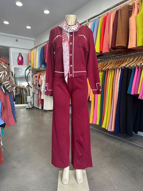 Knit Tailored Ensemble Cardigan & Wide Leg Pants - Robbi & Angel