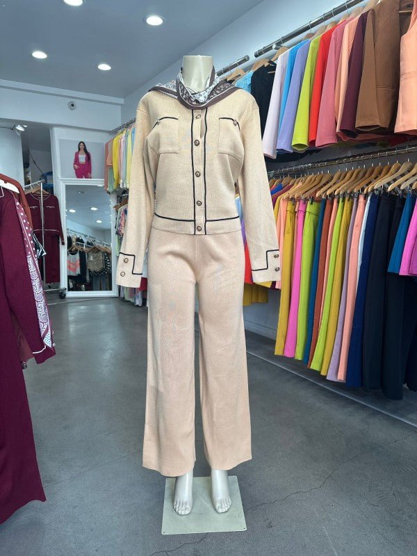 Knit Tailored Ensemble Cardigan & Wide Leg Pants - Robbi & Angel