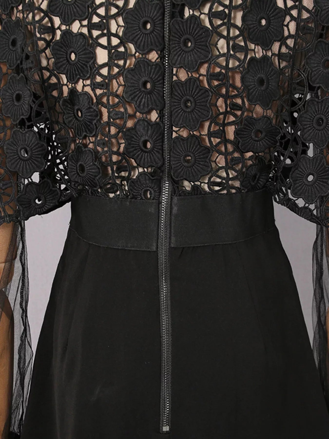 Lace Sheer Sleeve Mini Dress - Robbi & Angel