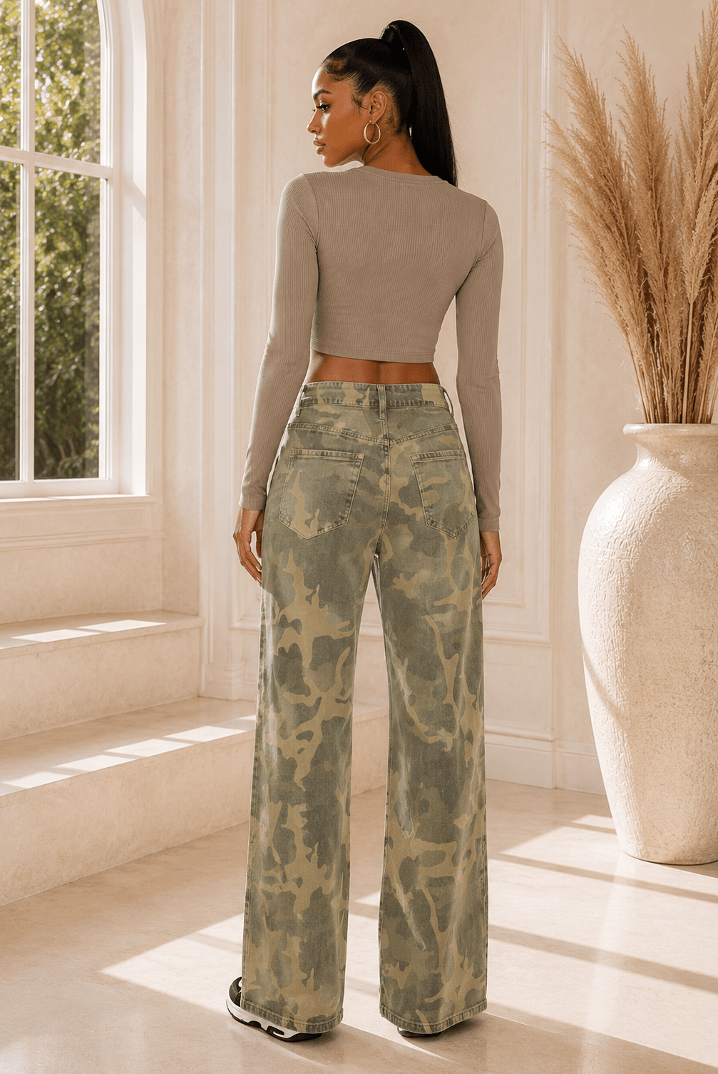 Landon High-Rise Camo Wide-Leg Jeans - Robbi & Angel