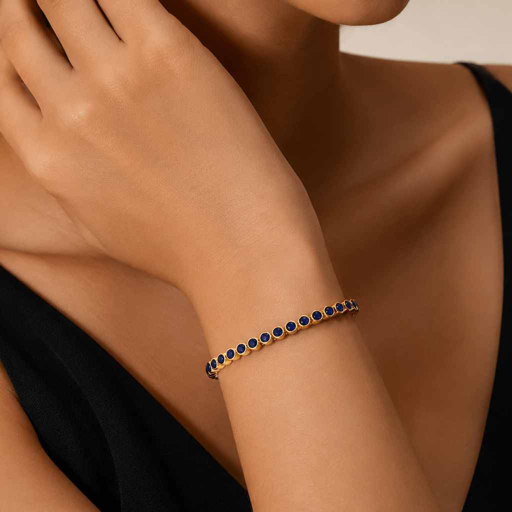 Lapis Lazuli Cabochon Tennis Bracelet - Robbi & Angel