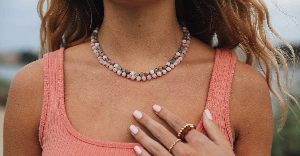 Laurel Fluorite + Moonstone + Rhodonite || Natural Gemstone Necklace - Robbi & Angel