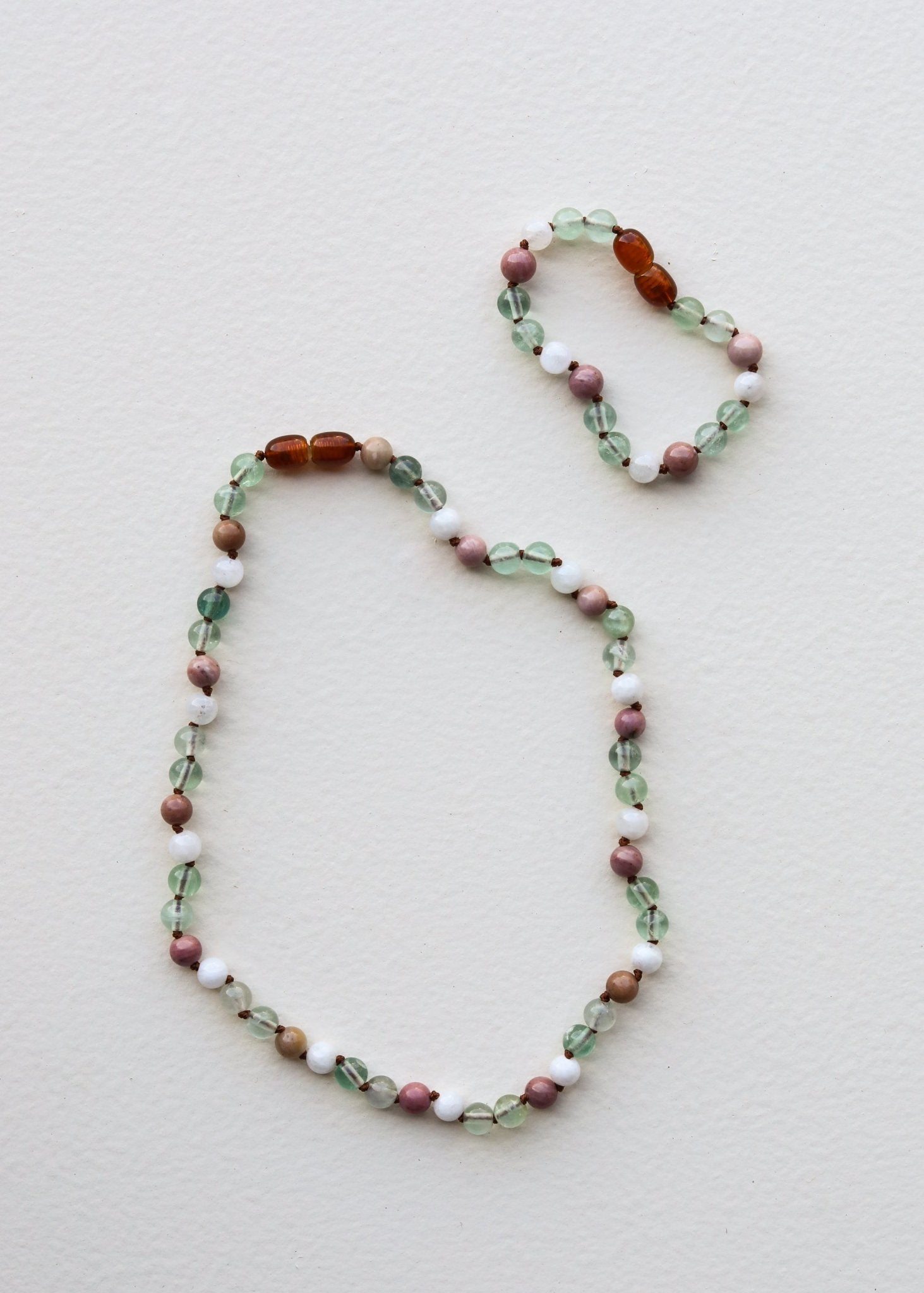 Laurel Fluorite + Moonstone + Rhodonite || Natural Gemstone Necklace - Robbi & Angel