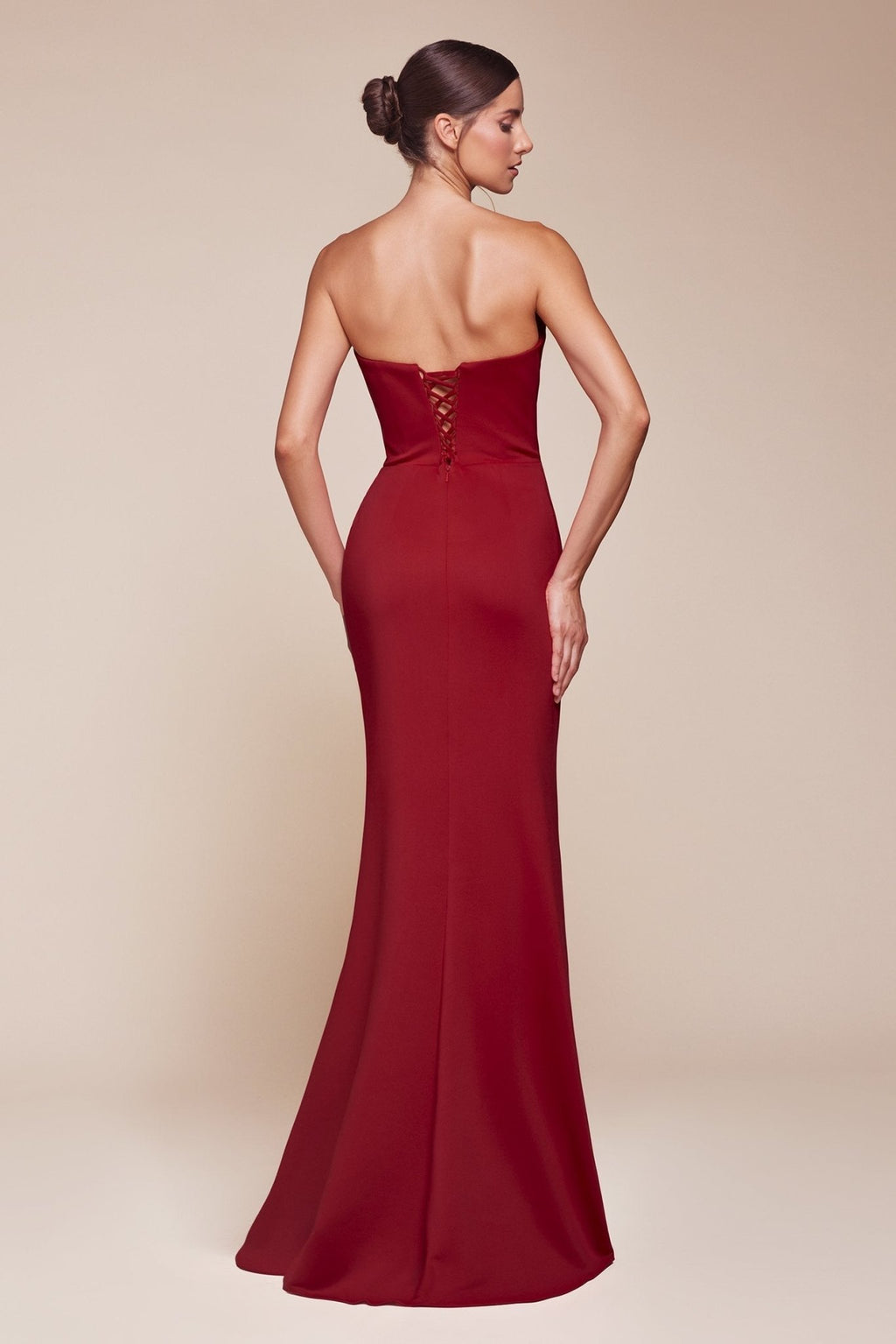 Layla Long Strapless Chiffon Scoop Neck Gown - Robbi & Angel