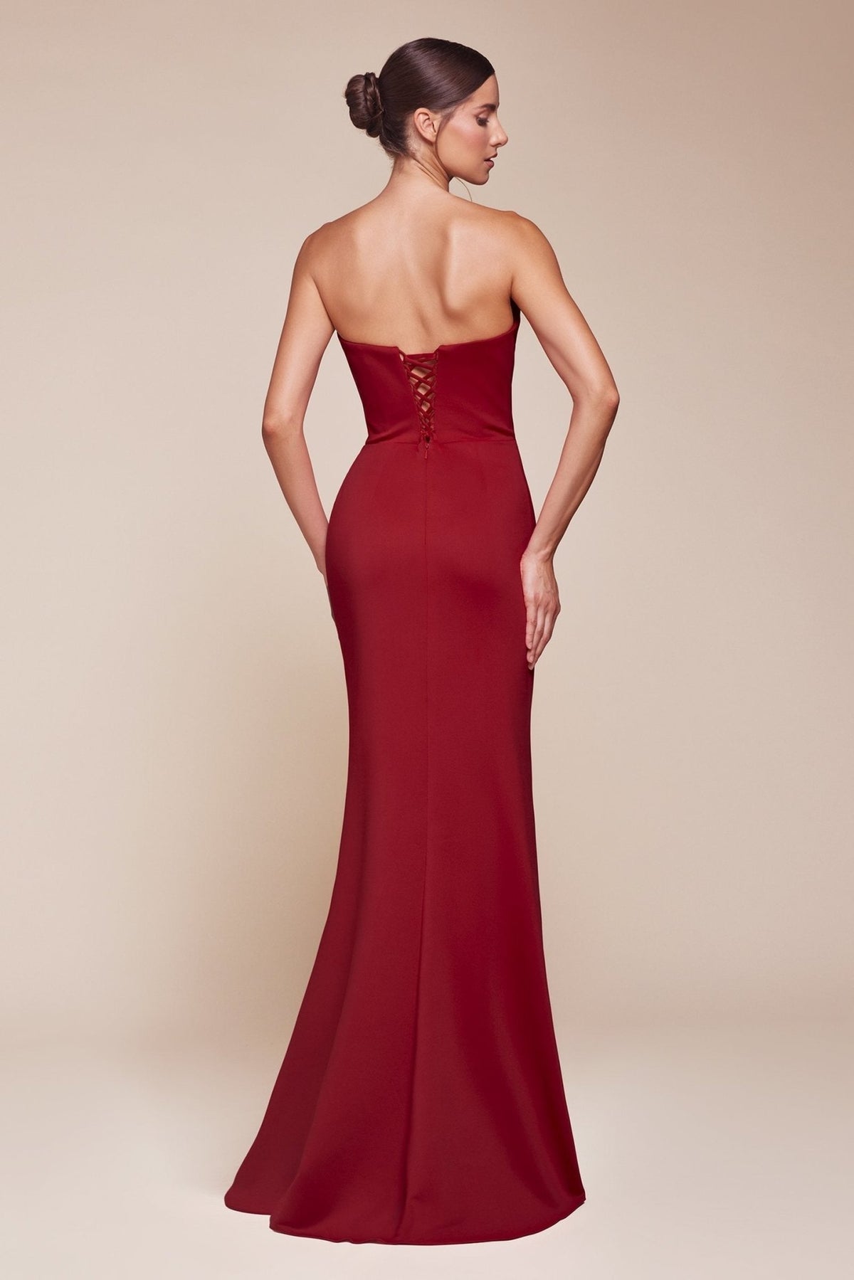 Layla Long Strapless Chiffon Scoop Neck Gown - Robbi & Angel