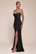 Layla Long Strapless Chiffon Scoop Neck Gown - Robbi & Angel