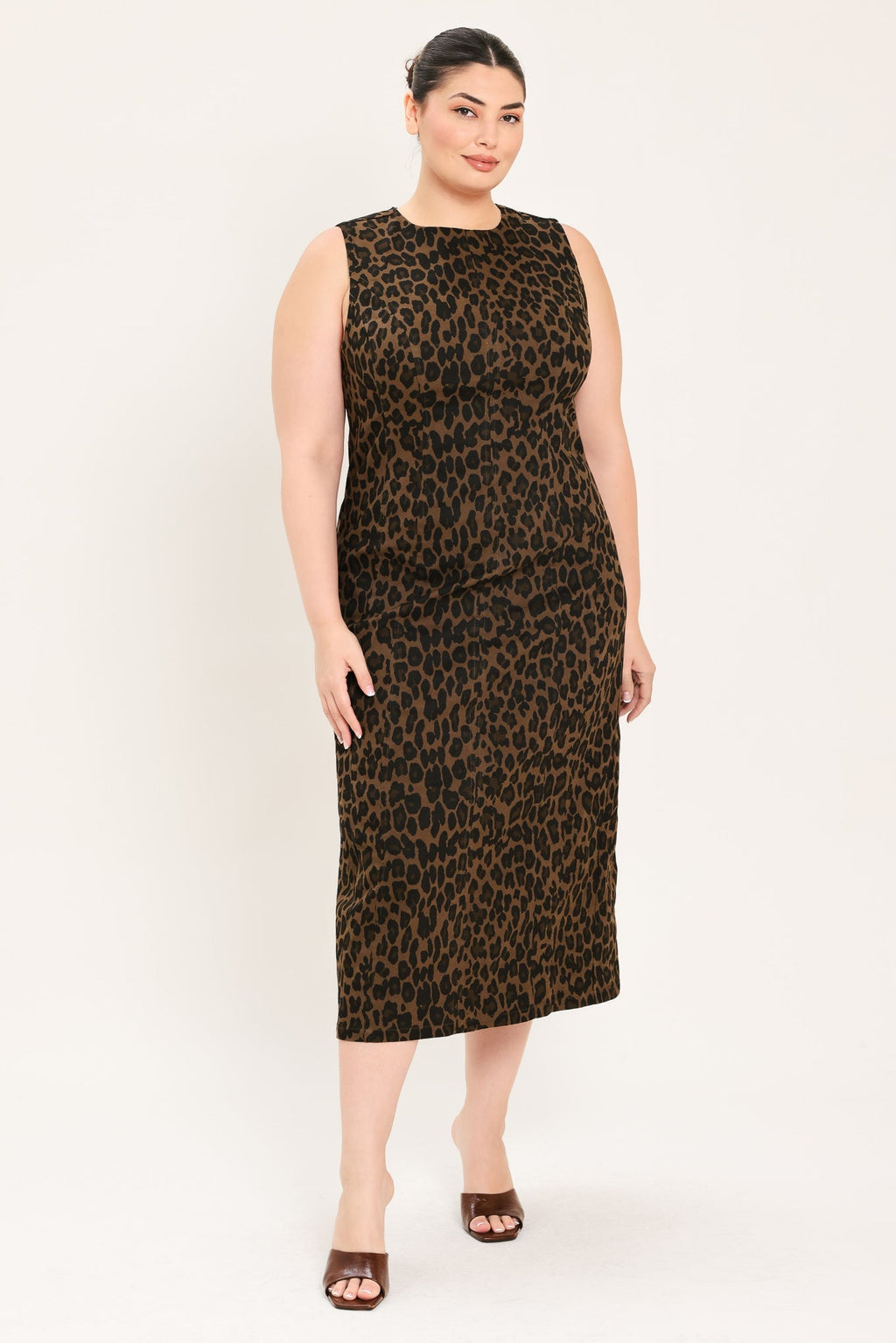 Lea Leopard Icon Twill Midi Dress - Robbi & Angel