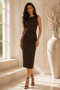 Lea Leopard Icon Twill Midi Dress - Robbi & Angel