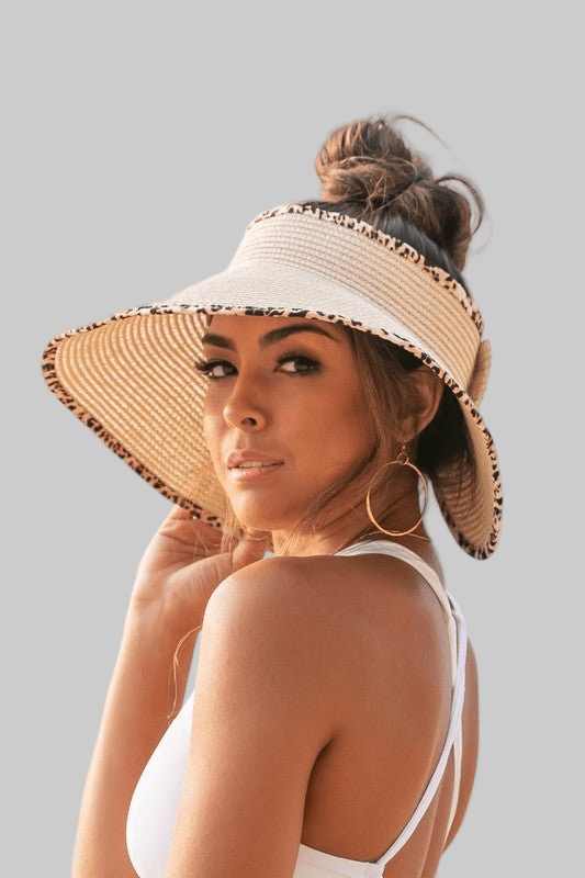 Leopard Bow Visor - Foldable Hat with Stylish Detail - Robbi & Angel