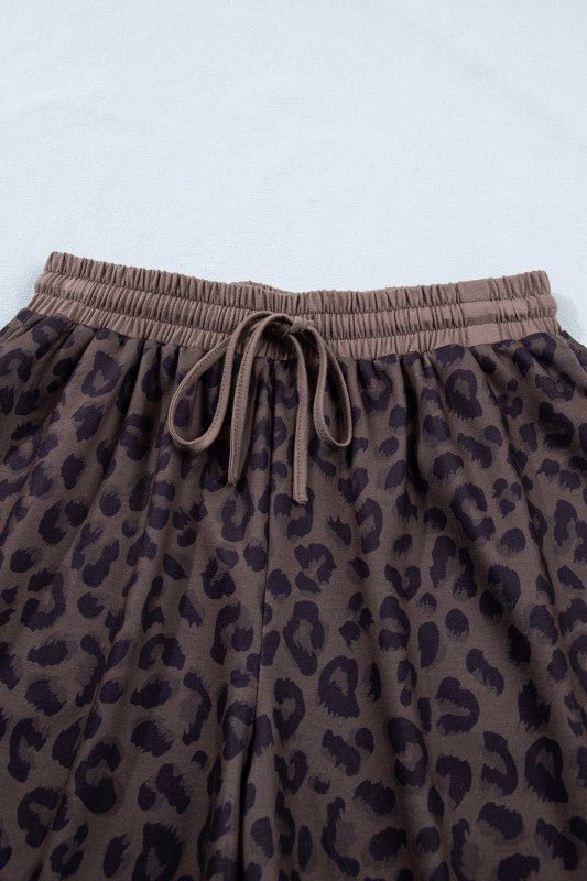 Leopard Collared V - Neck Top & Shorts Set - Robbi & Angel
