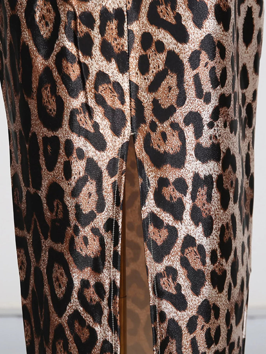 Leopard Print Bodycon Back Slit Midi Dress - Robbi & Angel