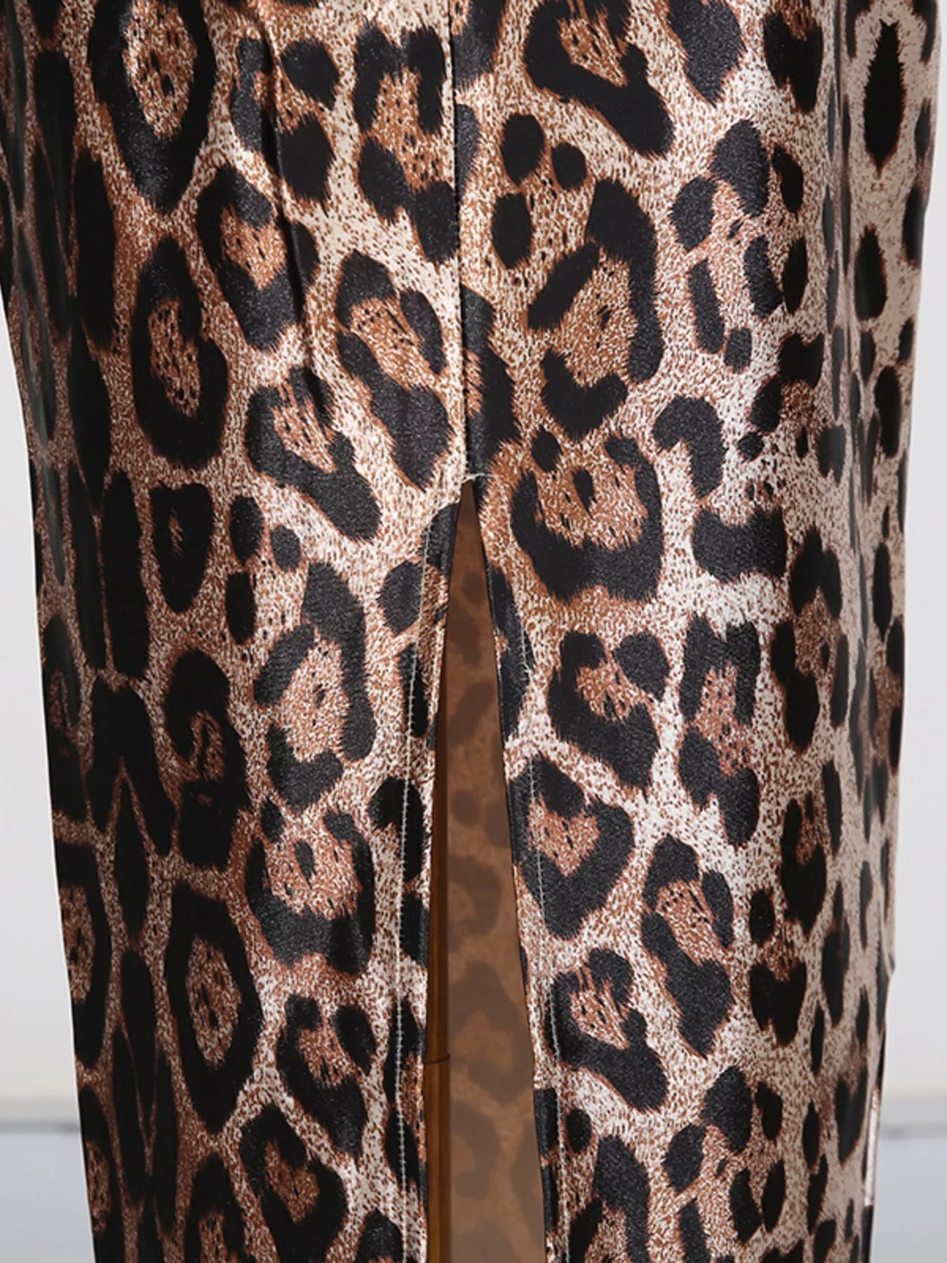 Leopard Print Bodycon Back Slit Midi Dress - Robbi & Angel