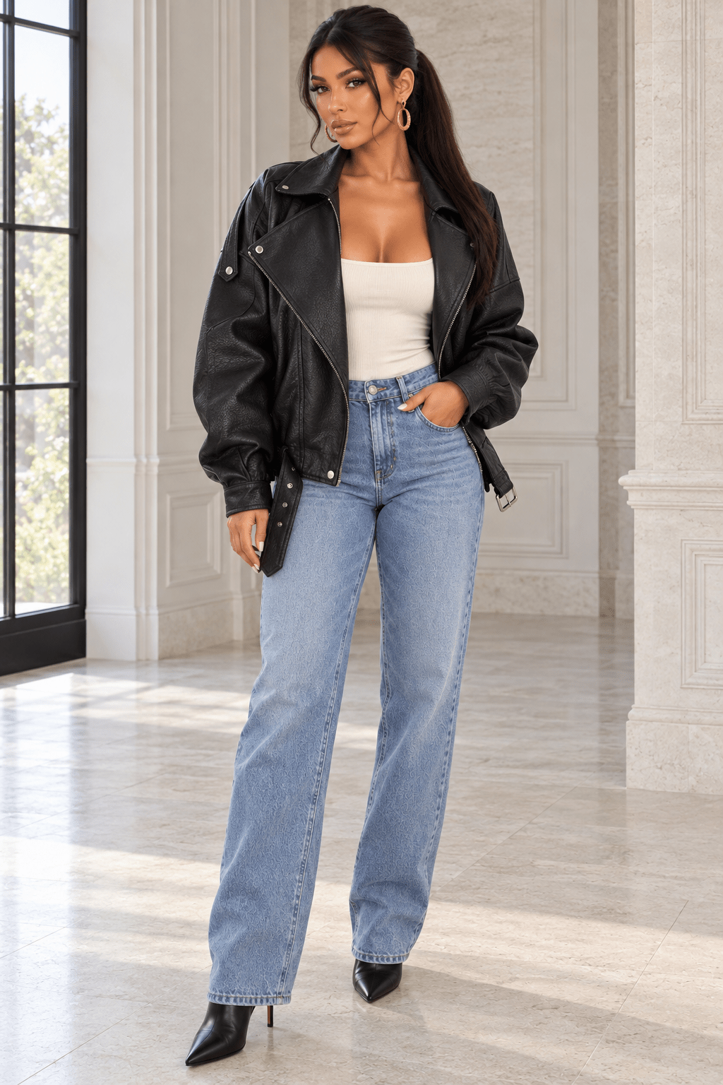 Leslie Leather Zip Up Jacket - Robbi & Angel