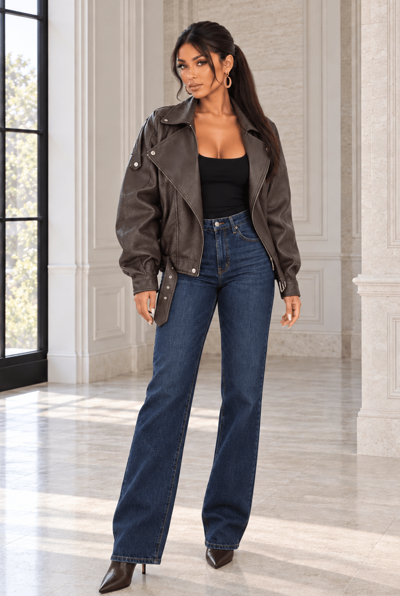 Leslie Leather Zip Up Jacket - Robbi & Angel