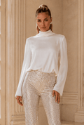 Lexi Backless Cowl Neck Long Sleeve Blouse - Robbi & Angel