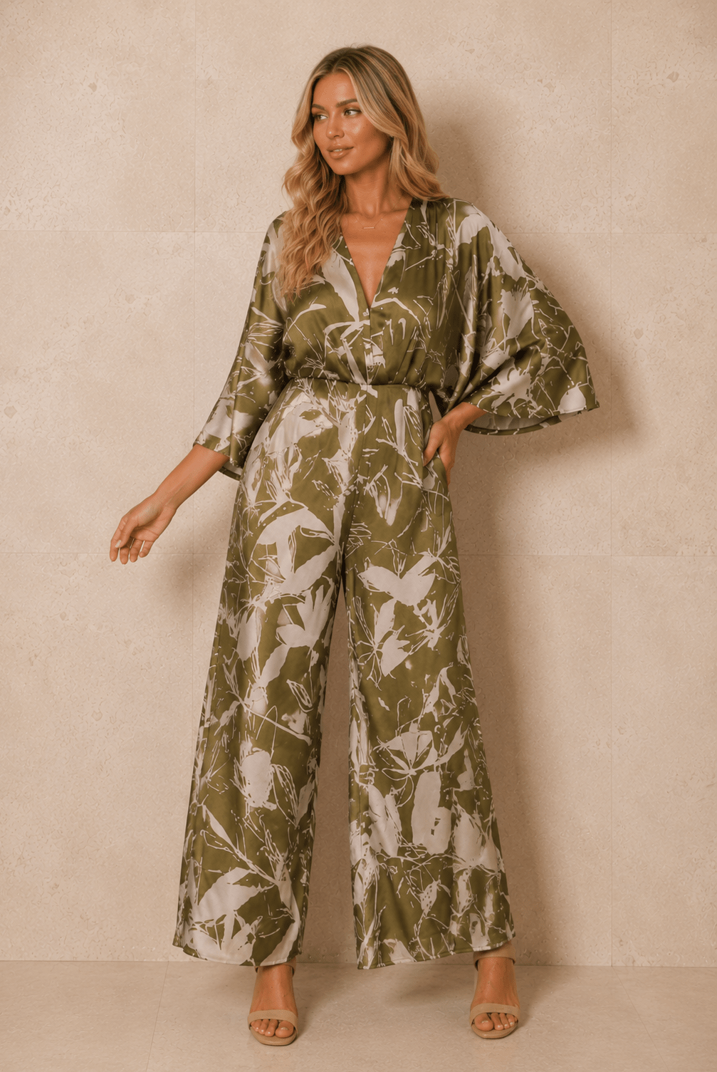 Lily Satin Cape Jumpsuit - Robbi & Angel